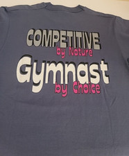 Vtg Gymnastics T Shirt Size M Single Stitch Made In USA Blue Competitive 90's