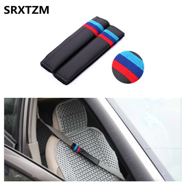 2pcs ///M Carbon Fiber Car Seat Belt Cover Shoulder Cushion for BMW M3