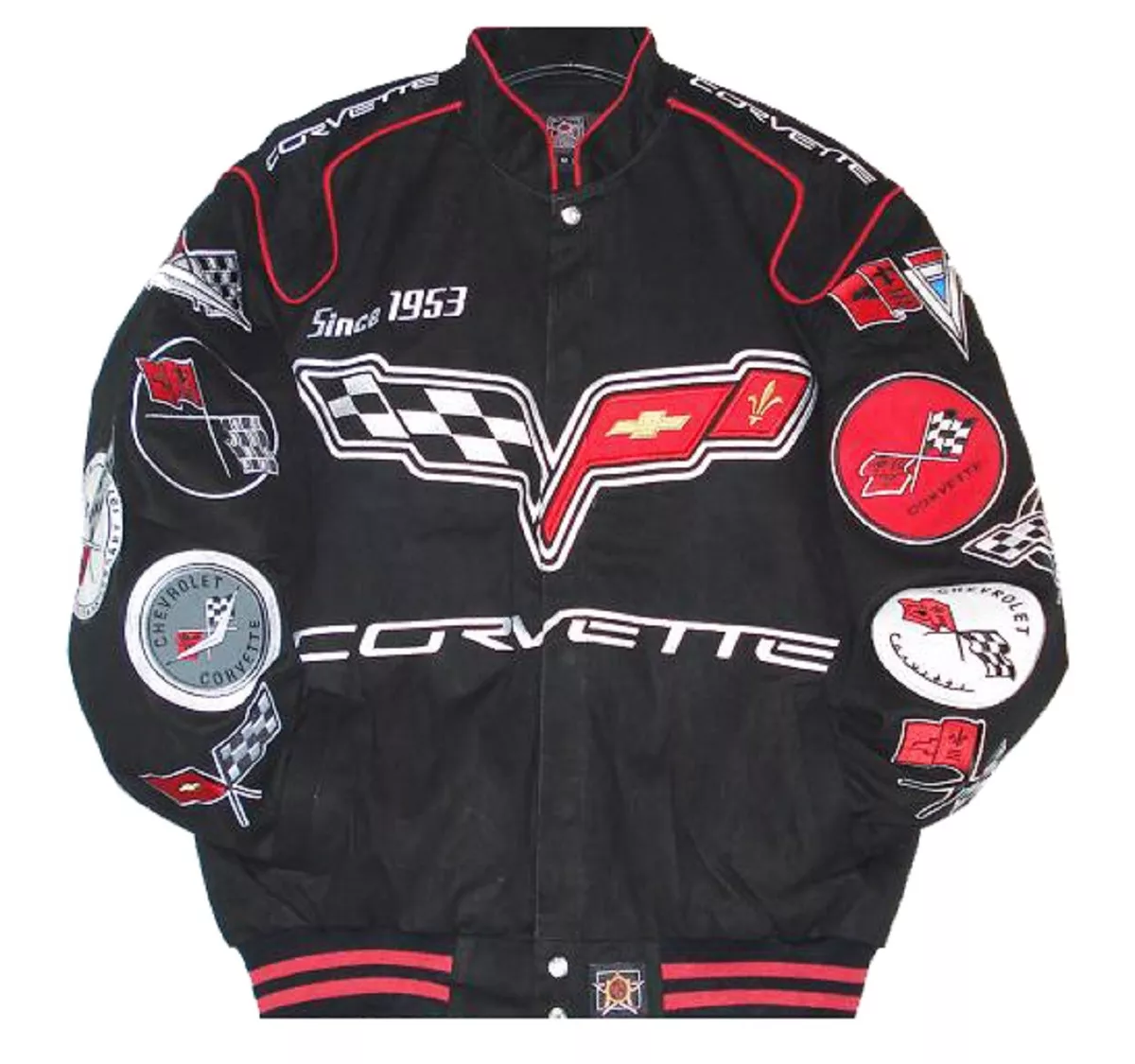 GM Corvette Racing Black Collage Cotton Jacket New JH Design 4XL