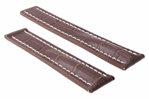 24/20MM LEATHER WATCH BAND STRAP DEPLOYMENT FOR BREITLING NAVITIMER COLT L/BROWN - Picture 3 of 6