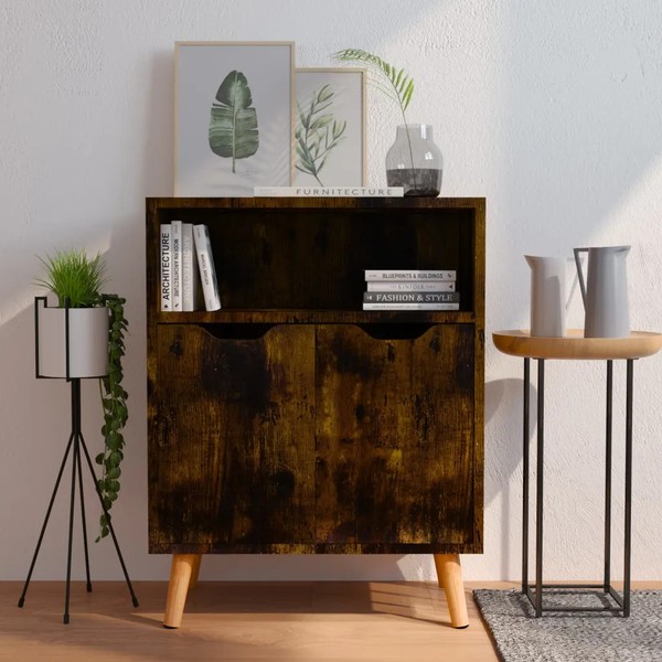 Sideboard RäUchereiche Holzwerkstoff 60X30X72 Cm Wohnzimmer-image