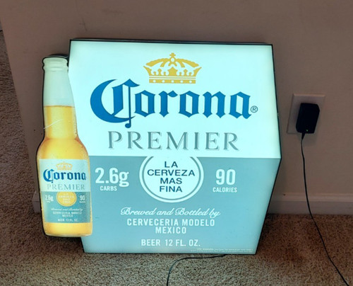 Corona Premier Beer Lighted Sign Indoor 23.25" X 23" Display Home Bar Man Cave