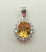 Citrine Pendant, Sterling Silver 925