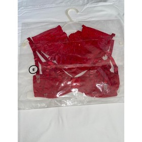 SEXY RED DEMI BRA CHEEKY SHORTS GARTER LINGERIE COSTUME VALENTINES SIZE S NEW