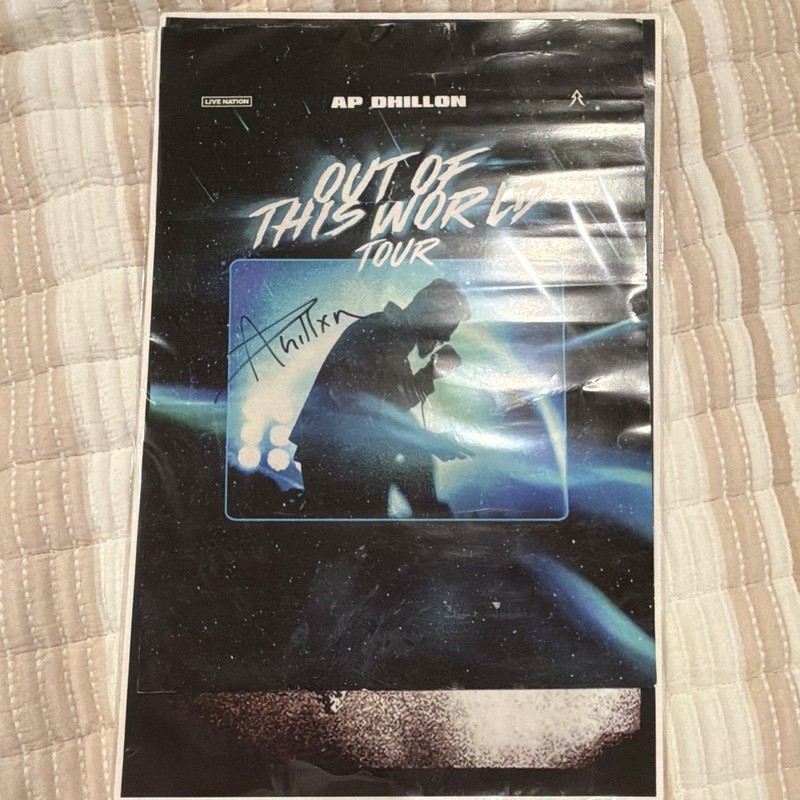 AP Dhillon Out Of This World Tour Signed Poster 11 x 17 in Original