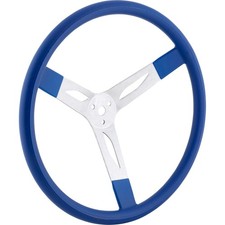 17 Inch Blue Cushioned Alum. Steering Wheel 3 Dish 3 Spoke Street