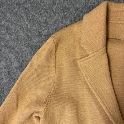 Quince Organic Cotton Knit Blazer Tan Camel Sweater Cardigan