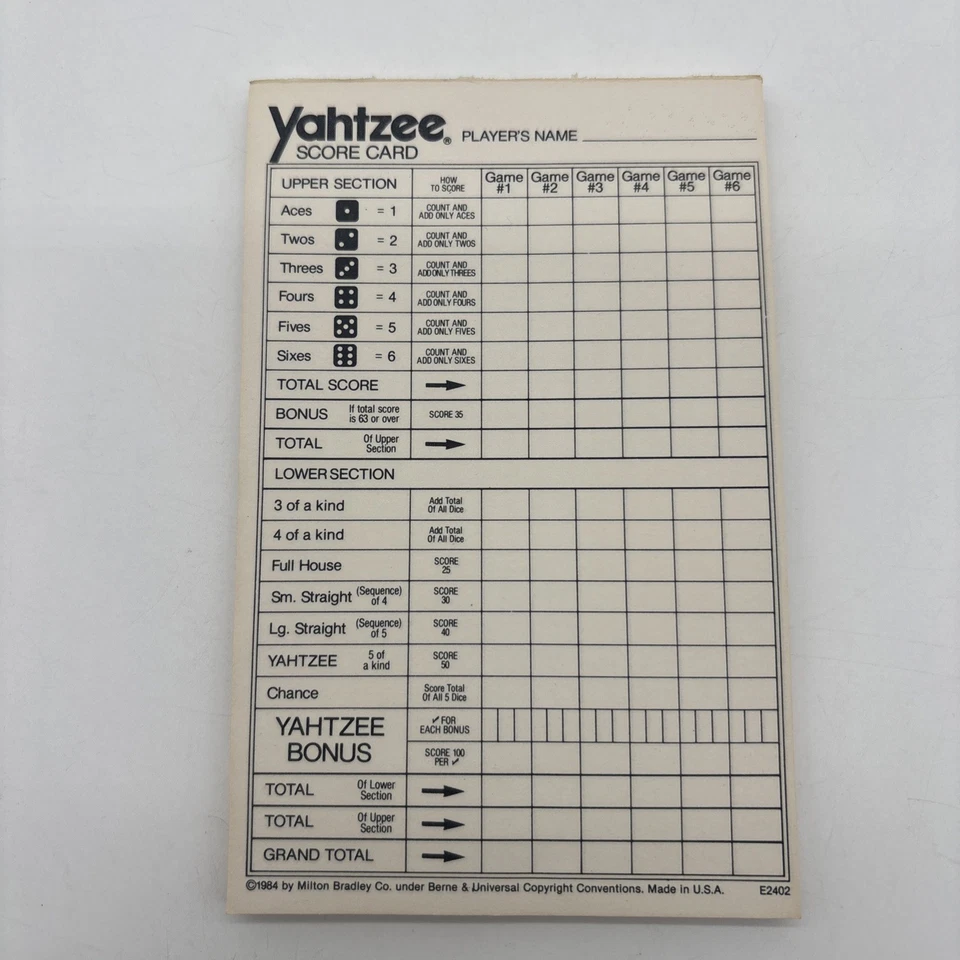 Vintage Travel Yahtzee (1984) Milton Bradley Mini Size Dice Game Complete - Image 4 of 4