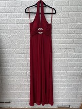 Jovani Deep Red Full Length Halter Neck Evening Dress SIze UK 12