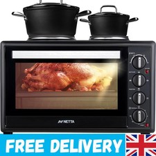 45L Electric Mini Oven with Double Hotplates - Space-Saving & Versatile Cooking