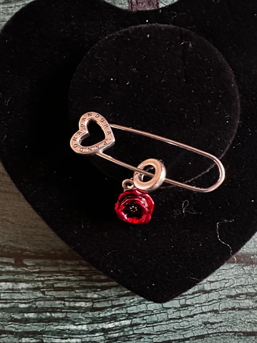 Pandora Sterling Silver Safety Pin Brooch Pendant Holder Heart