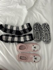 Cozy Fuzzy Home Socks - Black/White, Gray/Black Leopard, Llama Pink/White