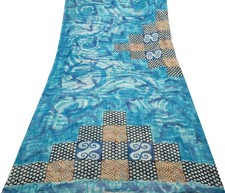 Sushila Vintage Indian Saree 100 Pure Georgette Silk Printed 5 YD Craft Fabric