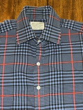 Men s VTG England Turnbull Asser Blue Red Plaid Casual Dress Shirt Sz Small