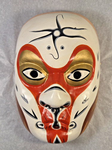 Chinese Peking Hand Carved and Painted Wood Opera Mask "Monkey King" 8.5" Long