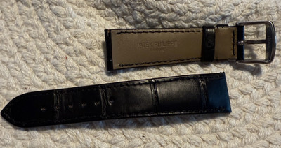 Genuine Patek Philippe Black Leather Alligator Watch Strap Calatrava 19/16