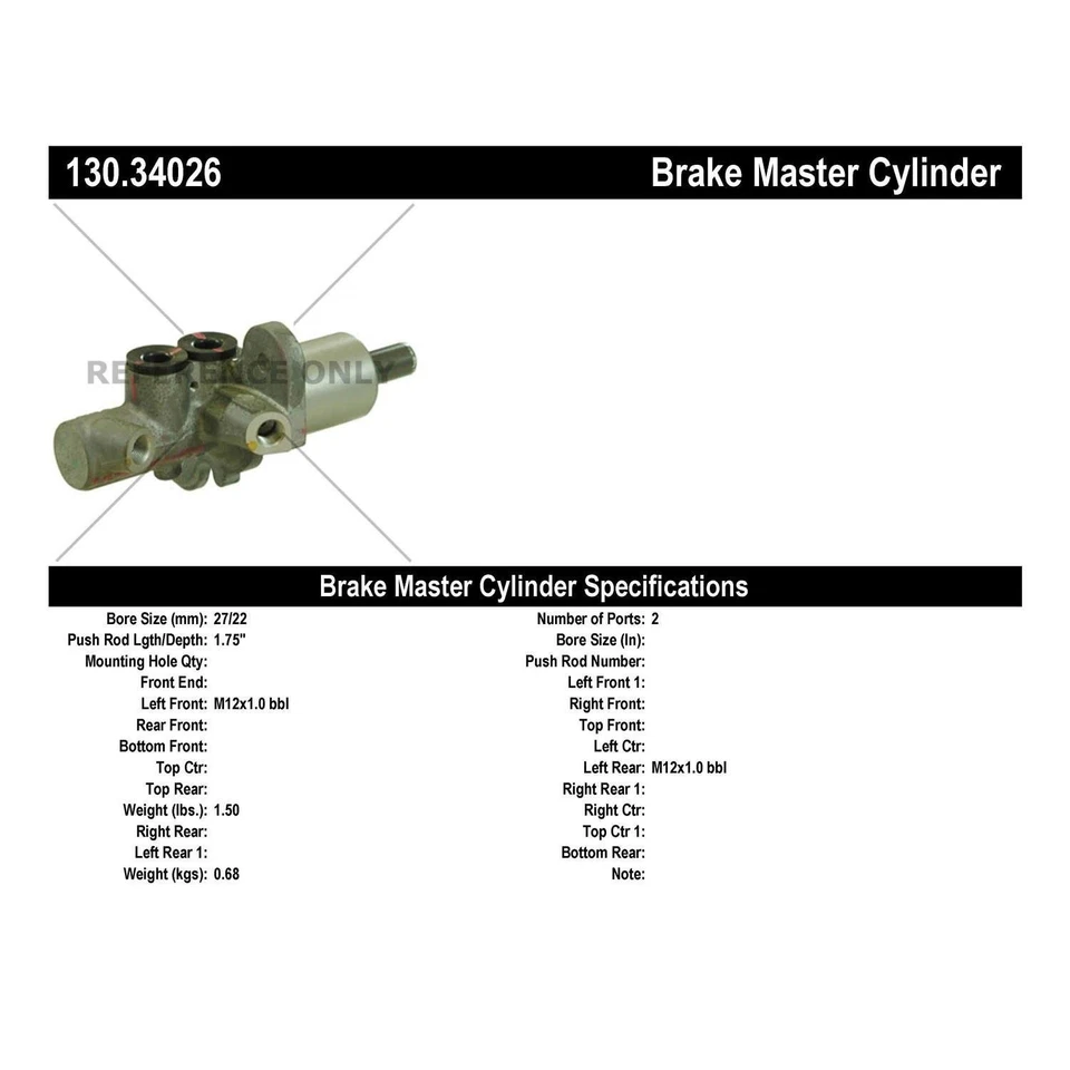 Centric Parts 130.34026 Brake Master Cylinder For Select 04-18 BMW Models - Image 4 of 4