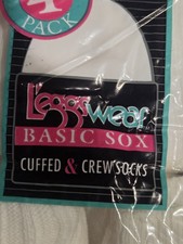 80s 90s Vtg Leggs Basic Sox 2 Cuffed 2 Crew Socks OS 4 Pair Total USA NOS Cuff