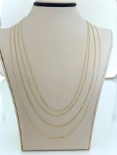 14k Solid Gold Cable Link Chain 0.75mm, Boston Link 15", 16", 18", 20" Necklace