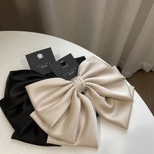 Elegant Bow Ribbon Hair Clip Fashion Simple Solid Satin Spring Clip Hair Pin Ret