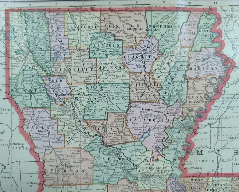 Vintage 1902 LOUISIANA Mapa 22"x14" Antigo Original NOVO ORLEANS METAIRIE LA - Imagem 2 de 4