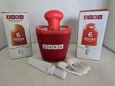 Zoku Single Quick Pop Maker Ice Cream Popsicle Mold + 13 Sticks & 15 Drip Guards