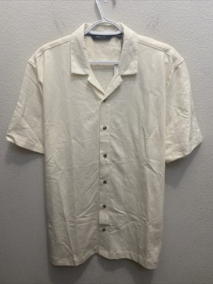 Kenneth Cole Shirt Men's Large Off White Short Sleeve Button Down Collared NWT