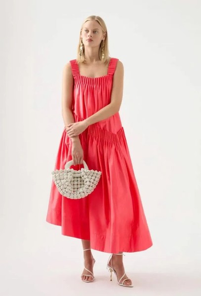 Aje Severine Tiered Dress Pink Size 8