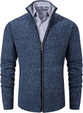 Men'S Cardigan Sweaters Full Zip Sweaters Stand Collar Casual Knitted Cardigan w