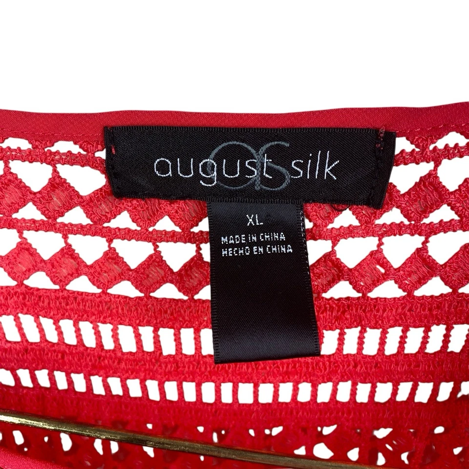 Túnica coral August Silk para mujer XL manga campana escote ganchillo Foto 3 de 4