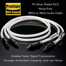 1 Paio Cavo di Interconnessione Audio HiFi Preffair OCC 6Ag Placcato Argento Spina 2RCA