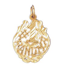 Number One Grandma Charm Pendant 14k Gold
