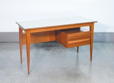⚜️ SCRIVANIA DESIGN ITALIA 1970S VINTAGE TAVOLO 2 CASSETTI LEGNO PIANO VETRO