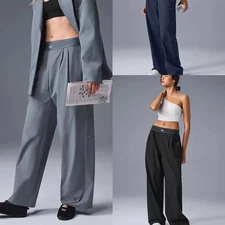 AIo Yoga Women's Low-Rise Straight-Leg Wide-Leg Pants Quick-Dry Gym Wear Size L