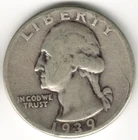 USA - 1939P - Washington ¼ $ - Silver Eagle - Low Mintage - #12770RG