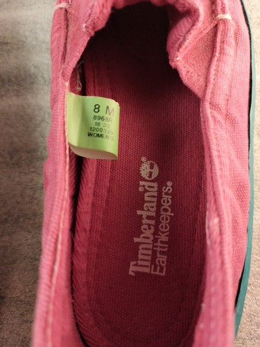 Timberland Shoes Womens 8 M Earthkeepers Hookset Denim Loafers 8968R Pink Canvas - Picture 8 of 23