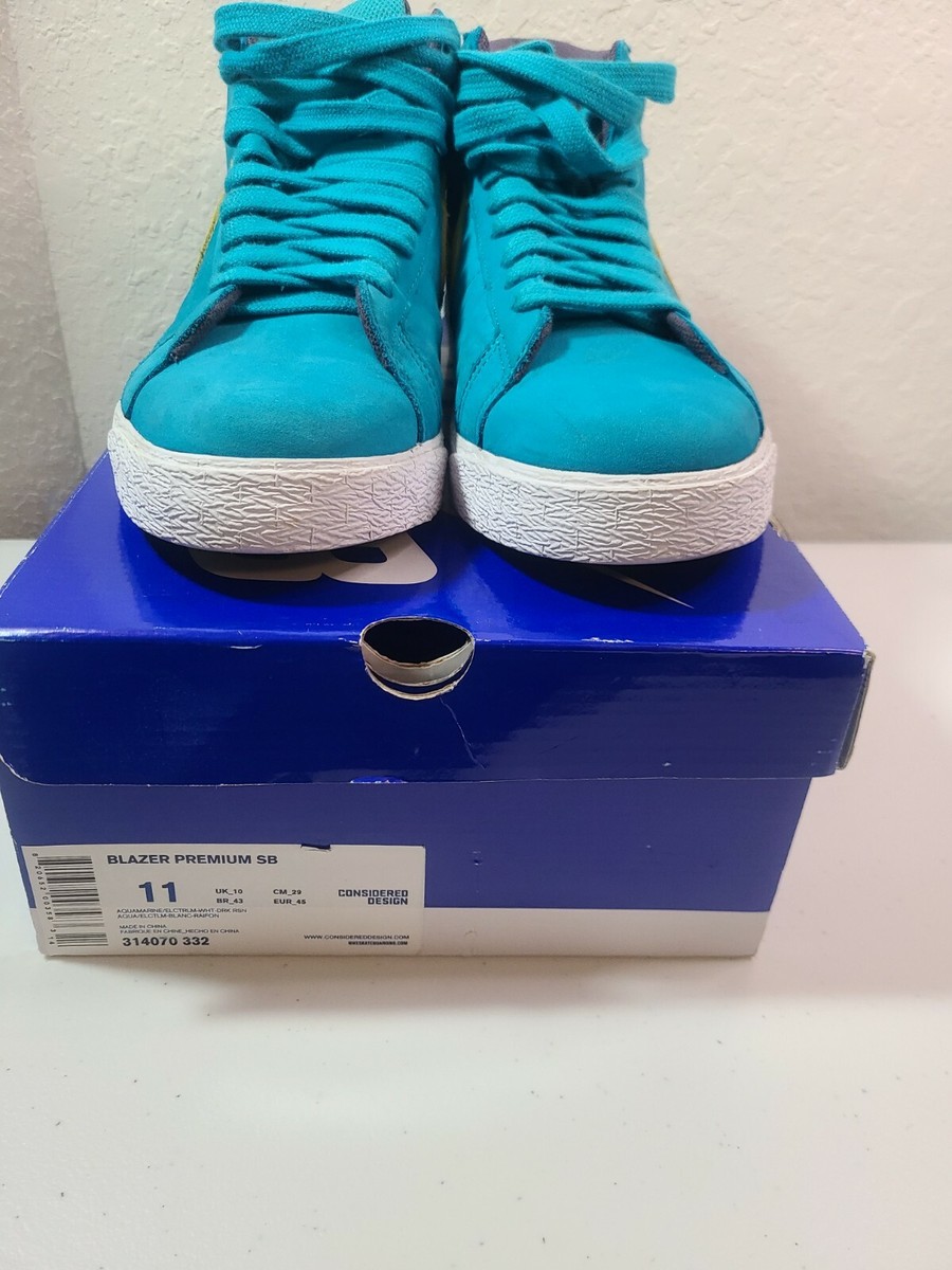 Nike SB Blazer Mid Premium Aquamarine Pig Suede Skate Shoes