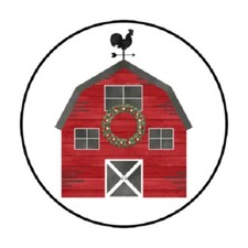 48 CHRISTMAS BARN ENVELOPE SEALS LABELS STICKERS 1.2" ROUND FAVOR STICKERS