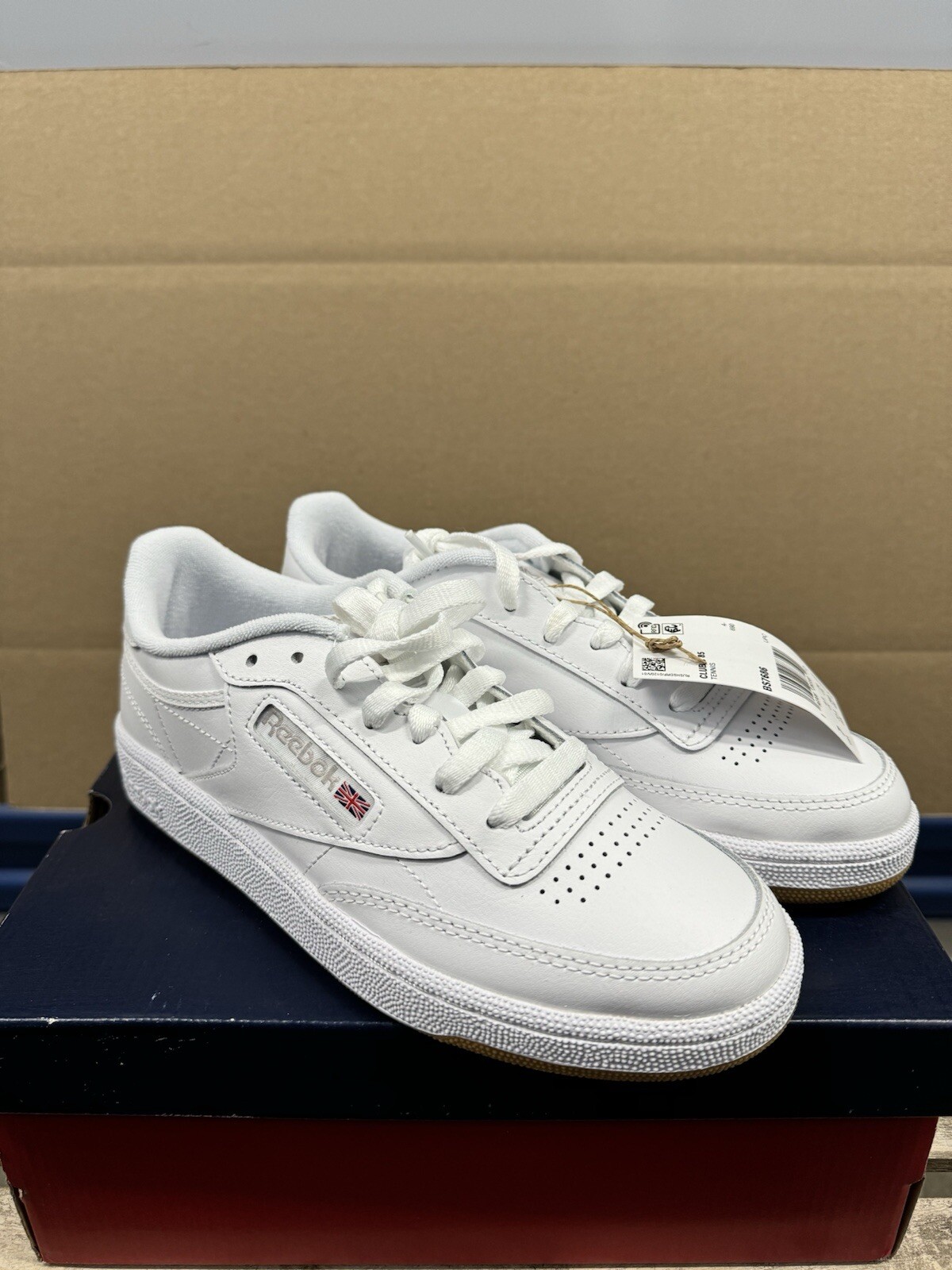 SAOLA Scarpe da tennis basse Reebok Club C 85 bianche suola gomma sneakers donna taglia 7 nuove