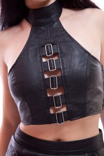 Neckholder  Ledertop mit Schnallen / Leather Top with buckles