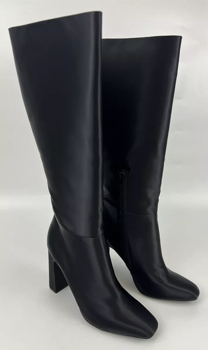 V Cut Chunky Heel Knee High Boots Bristol