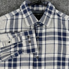 Banana Republic Mens Shirt Medium Blue Plaid Long Sleeve Button Up Preppy