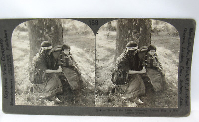 Stereoview Photo Lot of 3 NATIVE AMERICAN Mom w/ Child, BUFFALO, CLIFF PALACE