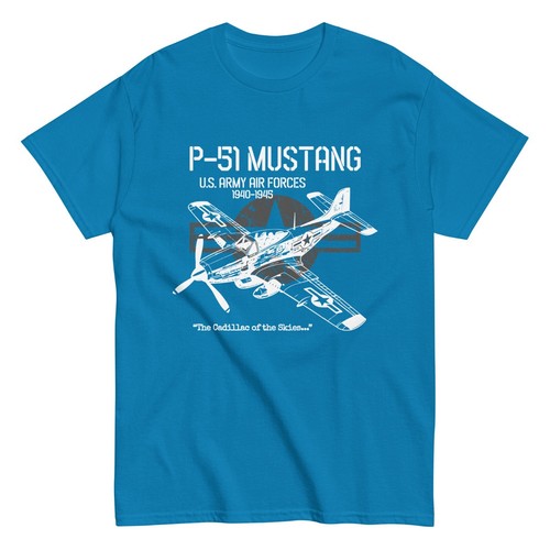 P-51 Mustang USAF T-Shirt – WW2 Fighter Plane Graphic Tee for Aviation Fans - Picture 10 of 13