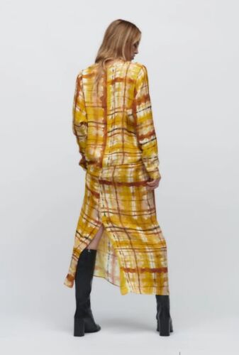 ZARA PRINTED MIDI DRESS FLOWY MULTICOLOURED SIZE S NEW YELLOW MIX - Picture 6 of 8