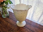 Fenton Daisy Button Vintage Milk Glass Vase Flower Bouquet Holder White 8" Tall