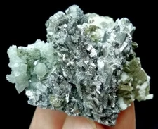 33mm Bright Arsenopyrite on Leaf-like Lollingite with Scepter Quartz China B7294