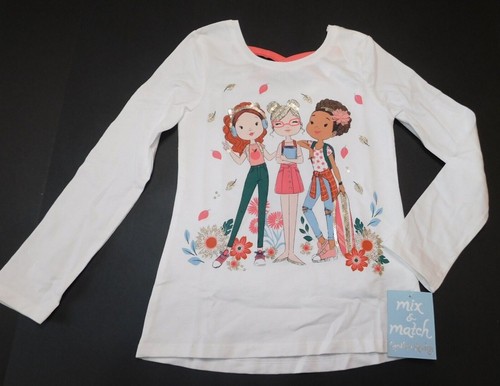 Cynthia Rowley Girl's T-Shirt Leggings Ivory Multi SIZE XS/4 Cotton Friends NEW - Picture 2 of 5
