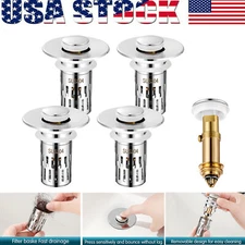 1-4x Universal Bathroom Sink Stopper Drain Strainer Pop Up Stopper Stainless