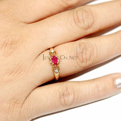 14K Gold Natural Diamond And Ruby Gemstone Evil Eye Bridal Wedding Fine Ring